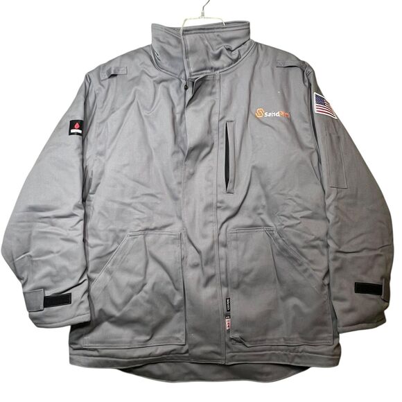 Crude FR Insulated Work Jacket Mens XL Gray CAT2 ATPV12 2112 Quilt Lined RPS-586 - Picture 2 of 12